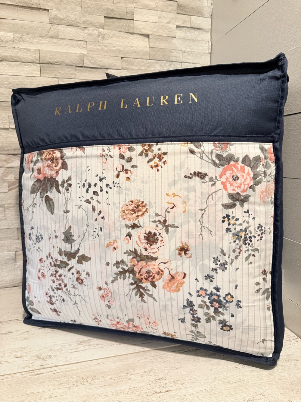 Ralph Lauren KING Thompson Cream Floral - Striped Comforter  110”x 96" NWT $600
